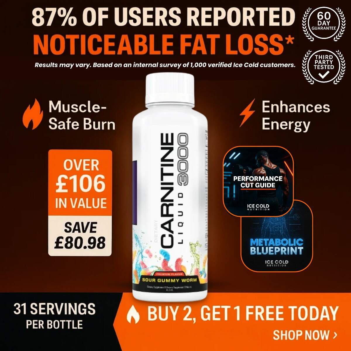 Liquid Carnitine 3000 - Natural Shred & Performance Kit Ice Cold